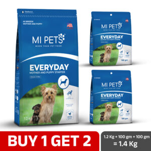 MI PETS EVERYDAY MOTHER AND PUPPY STARTER DOG FOOD 1.2 KG WITH 200 GM FREE